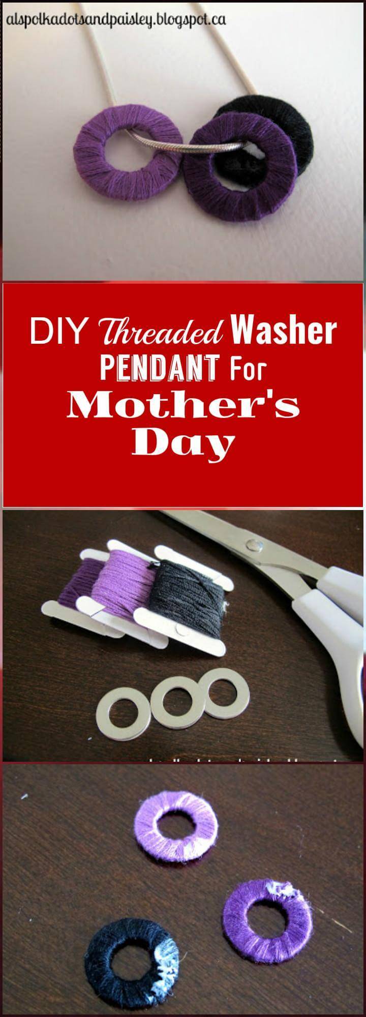 DIY threaded washer pendant for Mother's Day